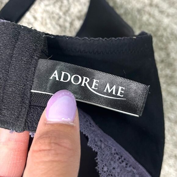 Adore Me Bra Women’s 40DD Black and Purple Lace Trim - Picture 4 of 6